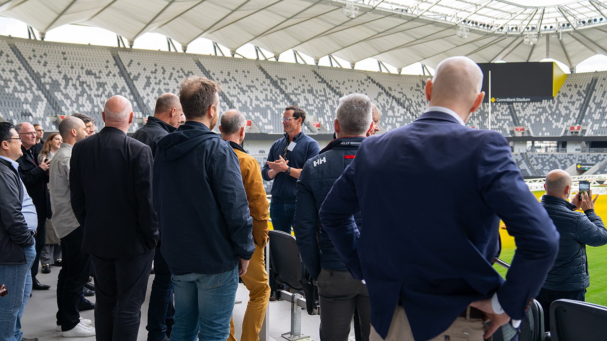 Guest host Al Baxter, Senior Principal and Director at Populous led the visit to CommBank Stadium, offering a firsthand look at the design of this world-class facility.