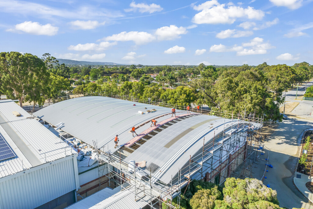 Armadale Arena reroofing project with Fielders KingKlip 700