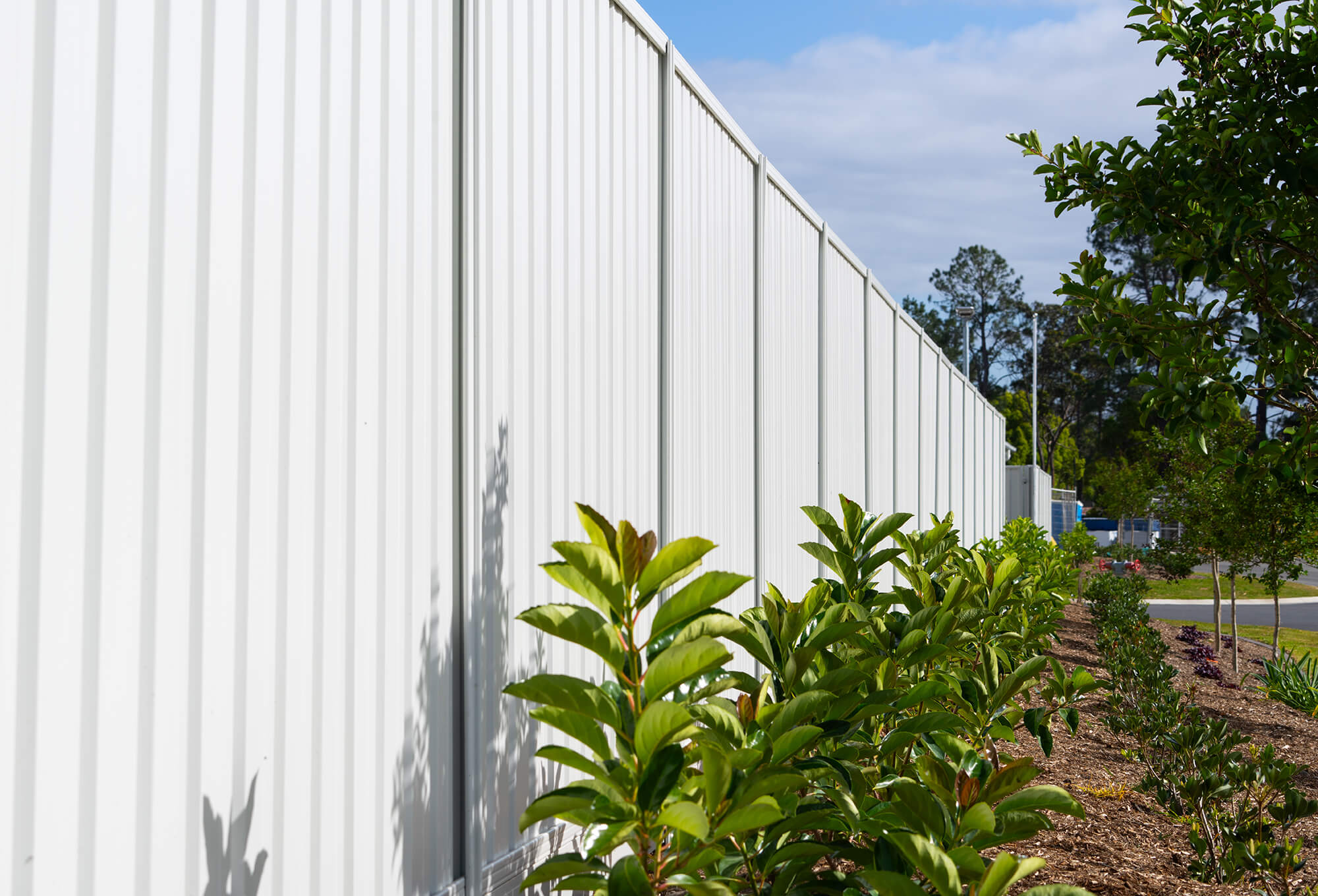 Fencing made from COLORBOND® steel in the colour Surfmist®