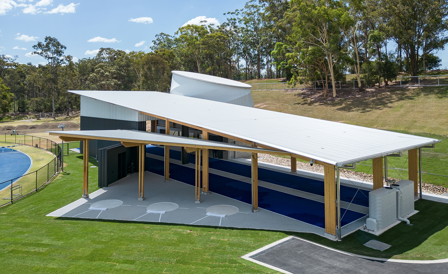 Throws Pavilion - Queensland Sport and Athletics Centre Shale Grey COLORBOND steel roof