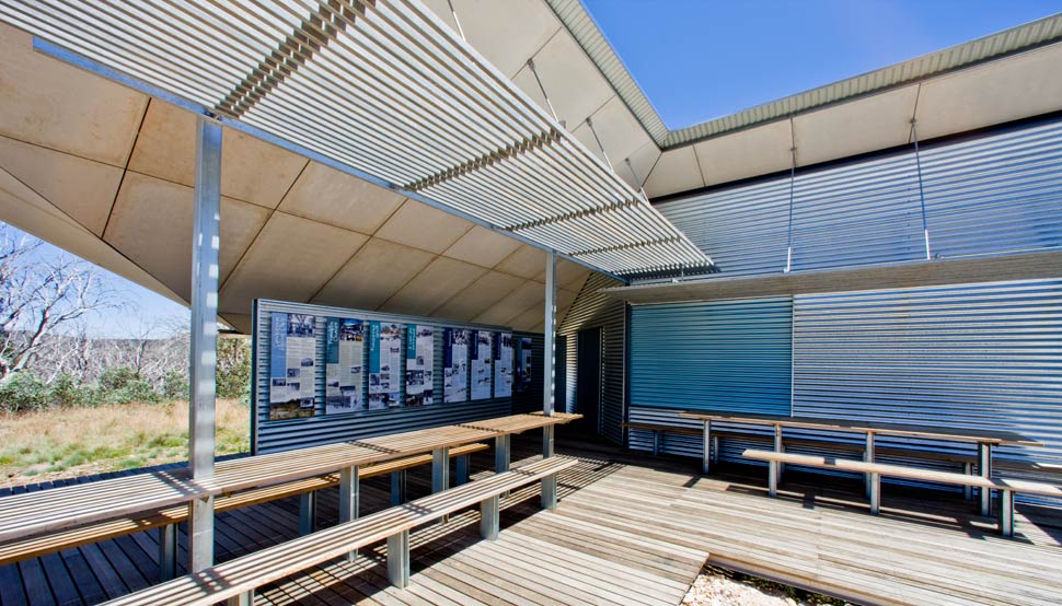 The Mt Franklin Visitors Shelter, with its environment-engaging exploded form, is anything but a typical bush hut.