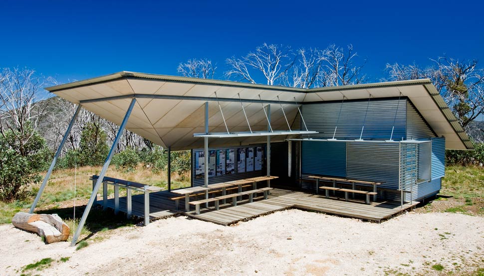 The Mt Franklin Visitors Shelter, with its environment-engaging exploded form, is anything but a typical bush hut.