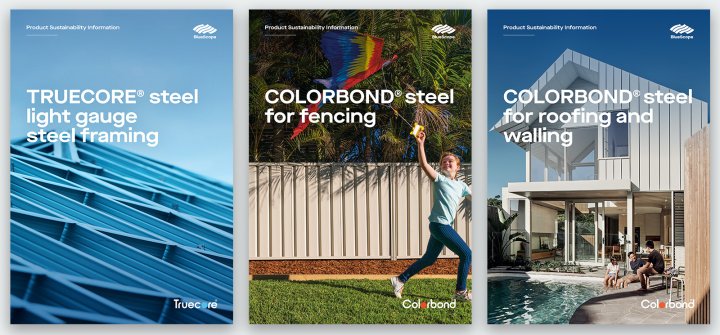 BlueScope Product Sustainability Brochure covers