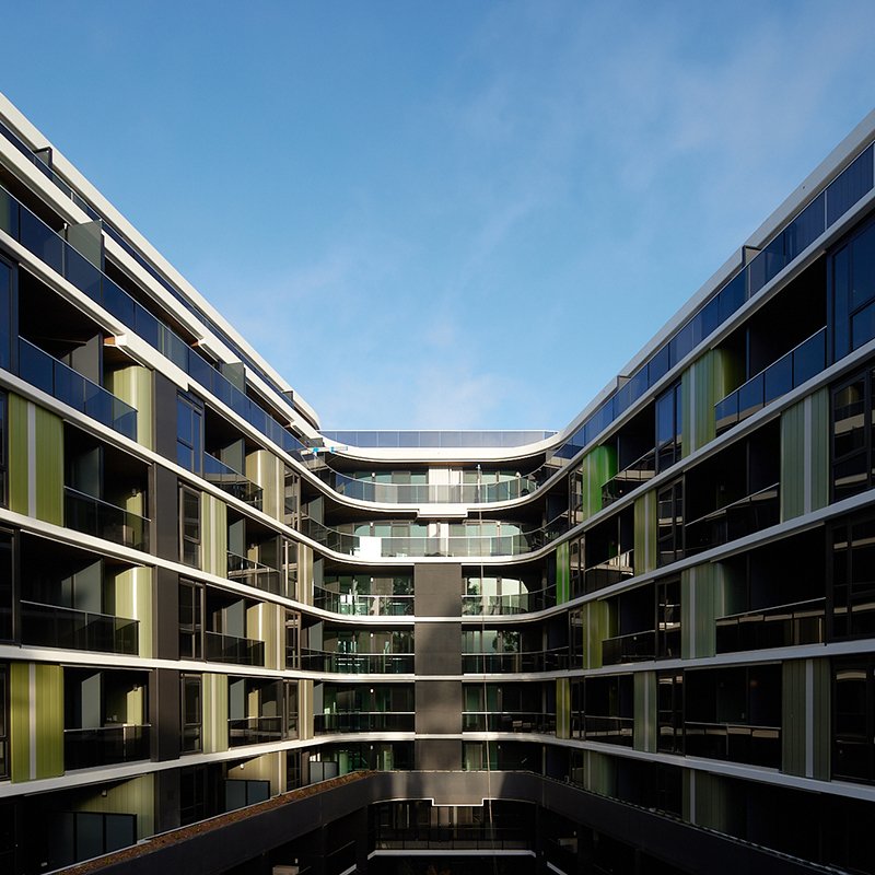 Sierra Apartments, Hawthorn, Victoria. Featuring five COLORBOND® steel colours, these carefully selected hues reflect the changing seasonal tones of Hawthorn's iconic tree-lined streets.