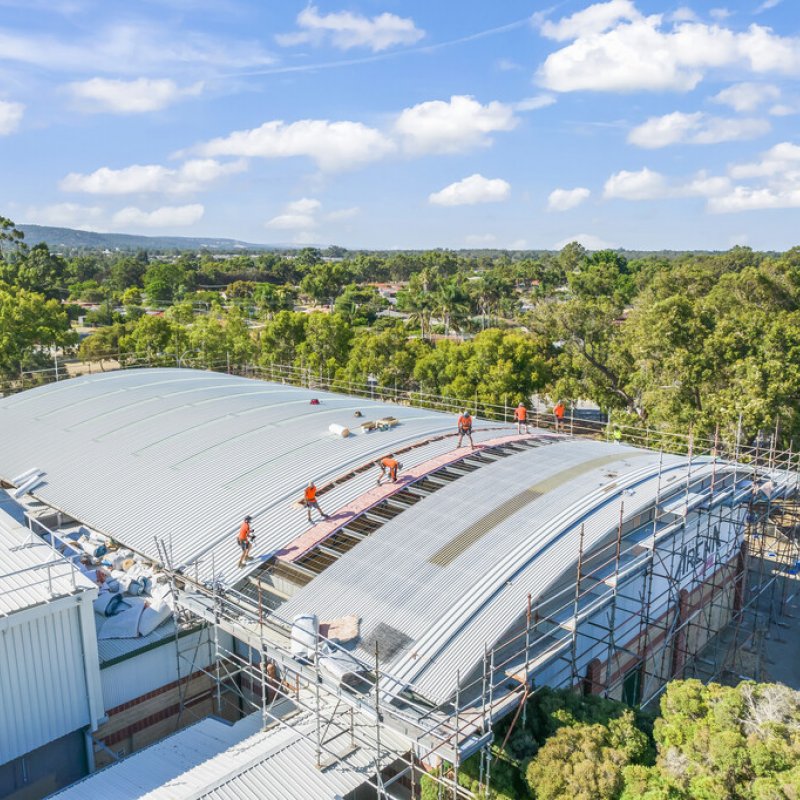 Armadale Arena reroofing project with Fielders KingKlip 700