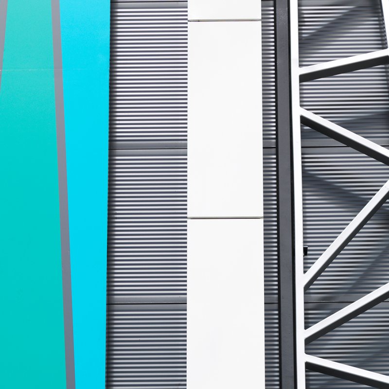 Close up detail of facade with MetecnoInspire at Narellan Town Centre