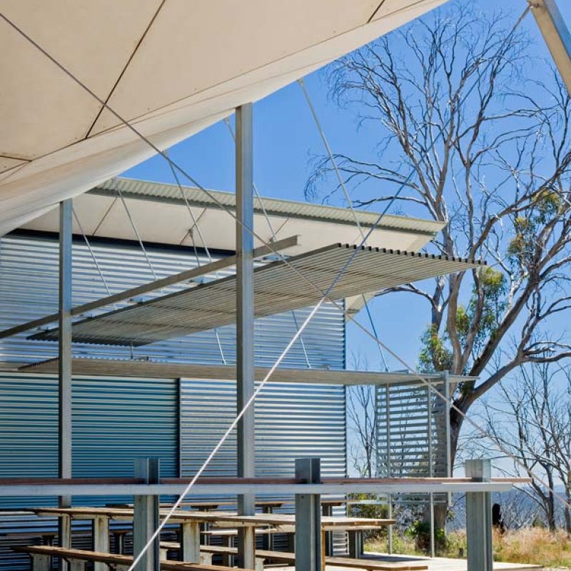 The Mt Franklin Visitors Shelter, with its environment-engaging exploded form, is anything but a typical bush hut.