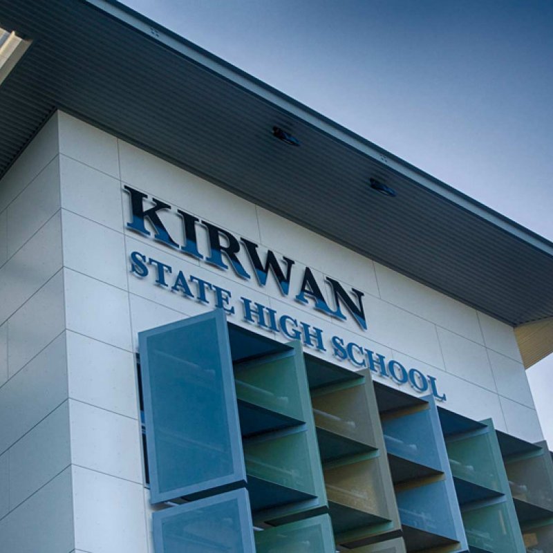 BlueScope COLORBOND® steel has played a prominent role as cladding for Kirwan State High School’s new building, which provides a new visual identity and strong street presence for the school.
