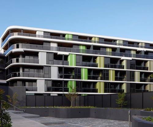 Sierra Apartments, Hawthorn, Victoria. Featuring five COLORBOND® steel colours, these carefully selected hues reflect the changing seasonal tones of Hawthorn's iconic tree-lined streets.